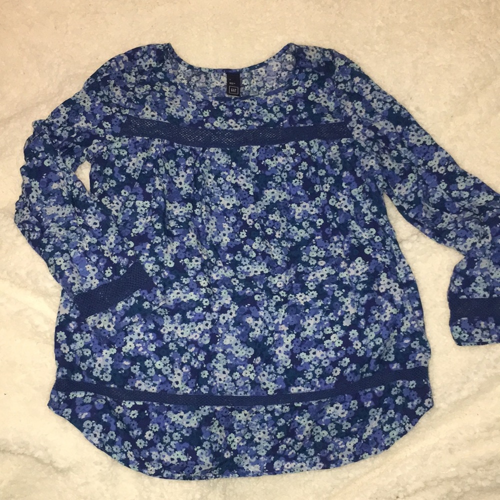 Gap Mesh Floral Long Sleeve Top
